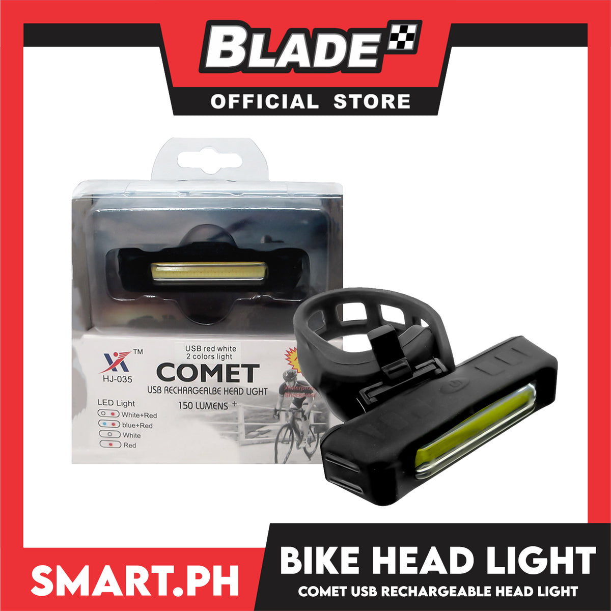 Comet Bike Headlight USB Rechargeable Head Light HJ-035