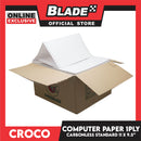 Croco Computer Forms 5.5x9 1/2'' (1PLY) 1Box Continuous Computer Paper Carbonless Single Ply 2000 Sheets