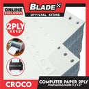Croco Computer Forms Standard 11x9 1/2'' 1Box (2Ply) Continuous Computer Paper Carbonless 1000 Sheets