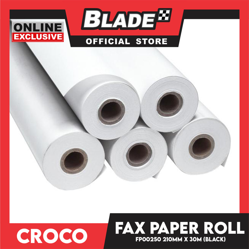 Fax Machine Paper Scroll Croco Fax Paper Roll 210mm x 30meters FPOO250 (Black) for Fax Paper Ma ...