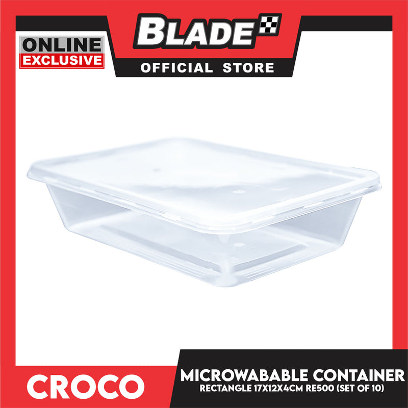 Croco Microwavable Container Rectangular 17x12x4CM RE500 (Set of 10)