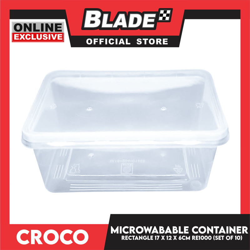 Croco Microwavable Container Rectangular 17x12x6CM RE1000 (Set of 10)