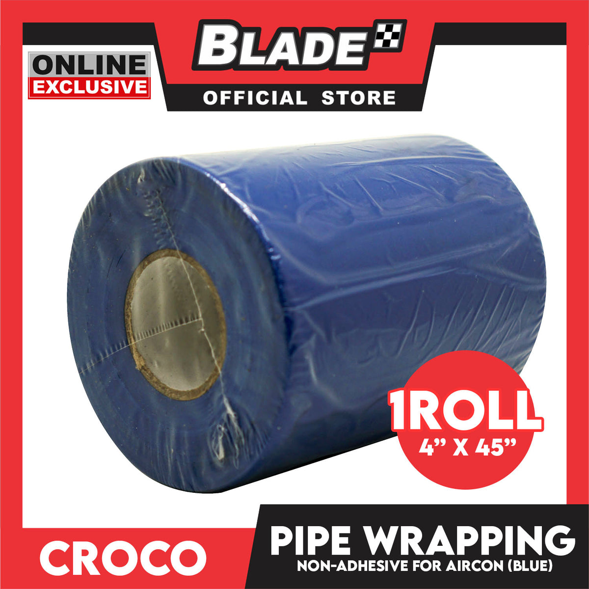Croco Pipe Wrapping Tape Non-Adhesive 4x45'' 1roll (Blue) Easy to Apply for Aircon Wires