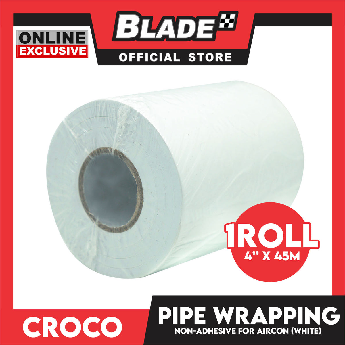 Croco Pipe Wrapping Tape Non-Adhesive For Aircon 1 Roll 4''x45meters (White)