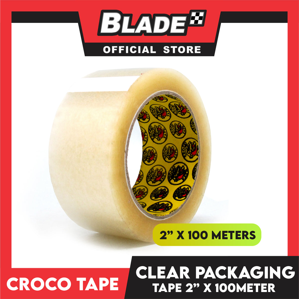 Croco Tape Clear Packaging Tape 2" x 100M (Clear) for Strong, Secure & Sticky Seal For Parcels & Boxes. Labeling Tape For Organization