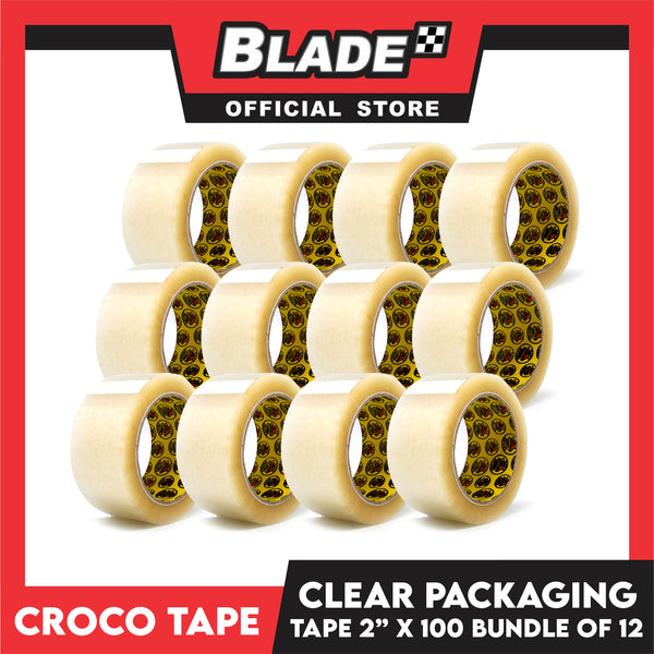 Croco Tape Clear Packaging Tape 2" x 100M (Clear) Bundle of 12