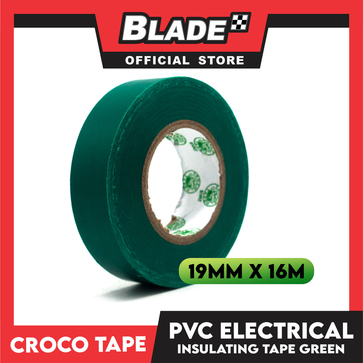 Croco Tape Flame Retardant PVC Electrical Insulating Tape 19mm x 16m (Green)