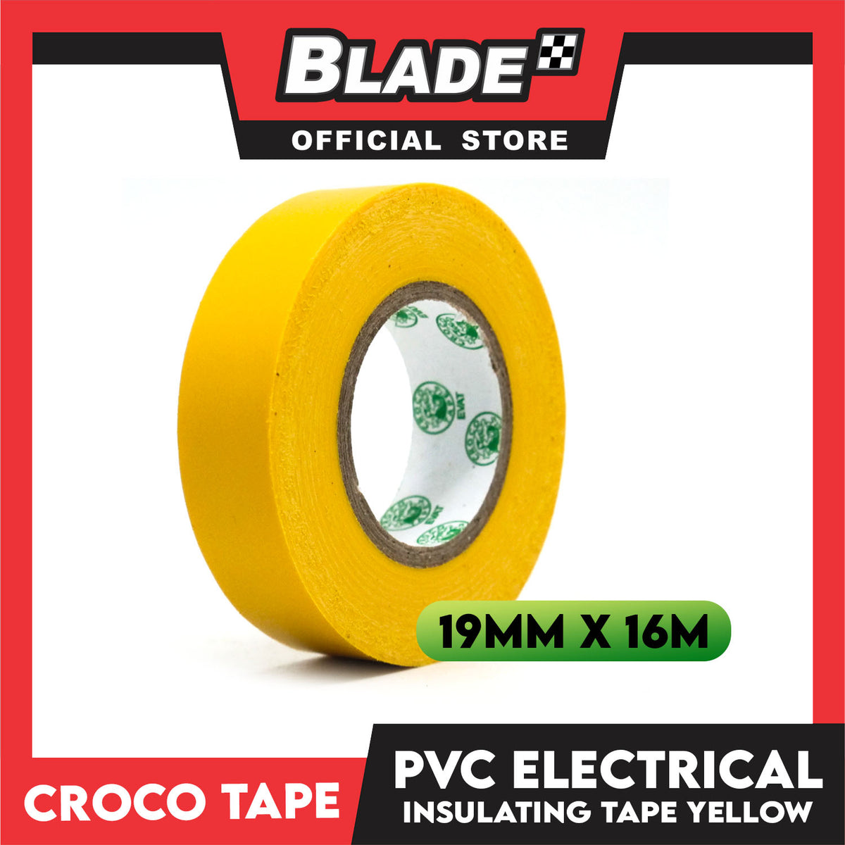 Croco Tape Flame Retardant PVC Electrical Insulating Tape 19mm x 16m (Yellow))