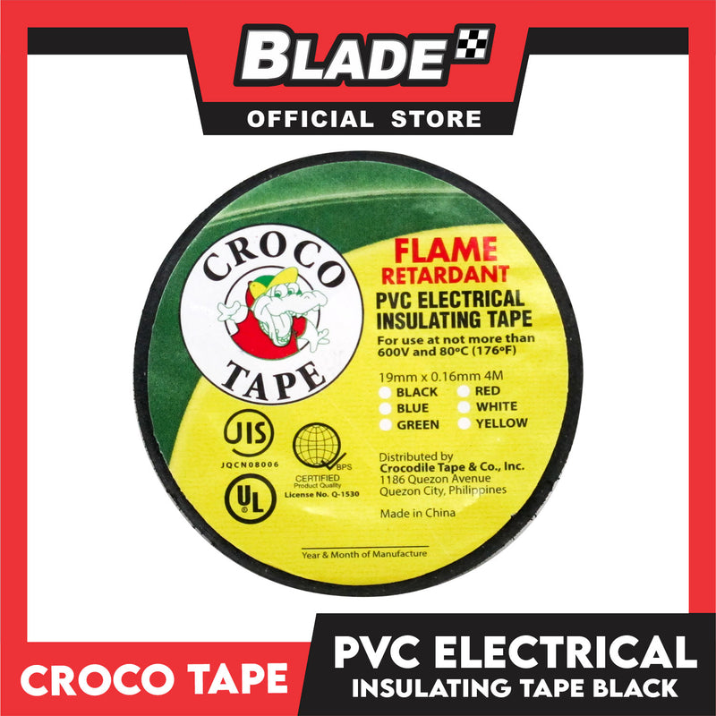 Croco Tape Flame Retardant PVC Electrical Insulating Tape 19mm x 4m (Black)