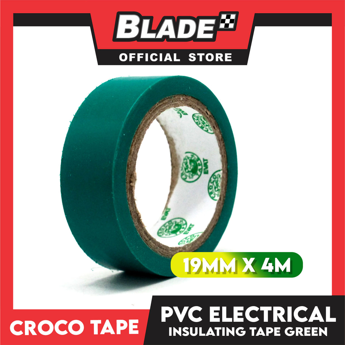 Croco Tape Flame Retardant PVC Electrical Insulating Tape 19mm x 4m (Green)