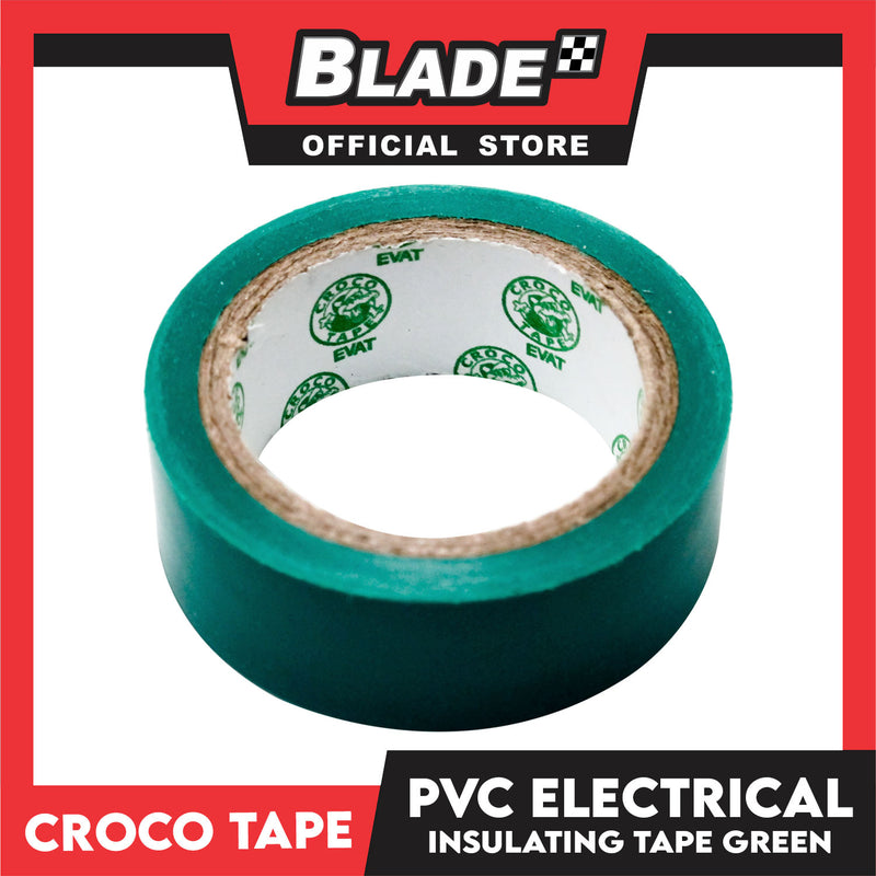 Croco Tape Flame Retardant PVC Electrical Insulating Tape 19mm x 4m Bundle of 12 (Green)