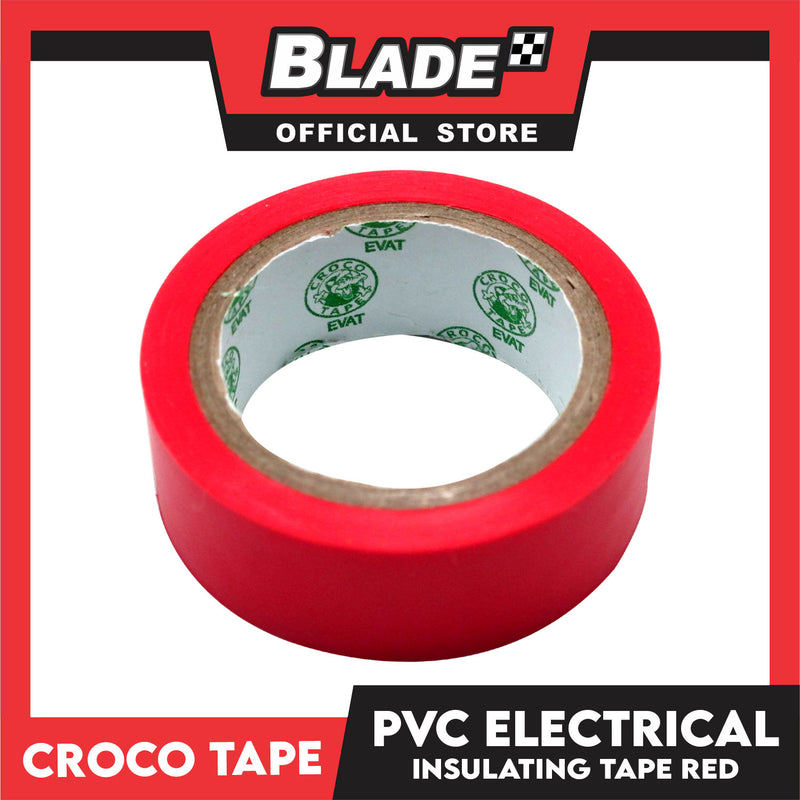 Croco Tape Flame Retardant PVC Electrical Insulating Tape 19mm x 4m Bundle of 12 (Red)