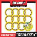 Croco Tape Flame Retardant PVC Electrical Insulating Tape 19mm x 4m Bundle of 12 (Yellow)