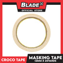 Croco Tape Masking Tape 12mm x 25yards (Beige) Bundle of 12- General Purpose for Home and Office use