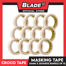 Croco Tape Masking Tape 24mm x 25yards (Beige) Bundle of 12- General Purpose for Home and Office use