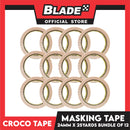 Croco Tape Masking Tape 24mm x 25yards (Beige) Bundle of 12- General Purpose for Home and Office use