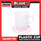 Gifts Mug Plastic Heart Shape Design with Saucer AX1496 (Assorted Colors)