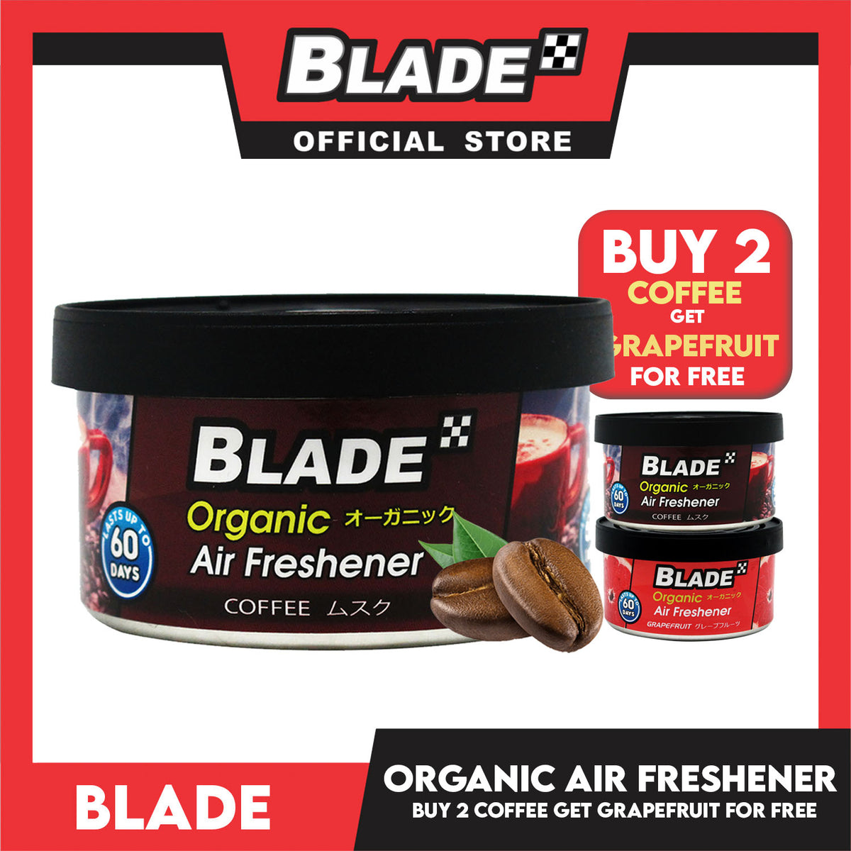 Blade Organic Air Freshener 36g Buy 2 Coffee Get 1 Free Grapefruit