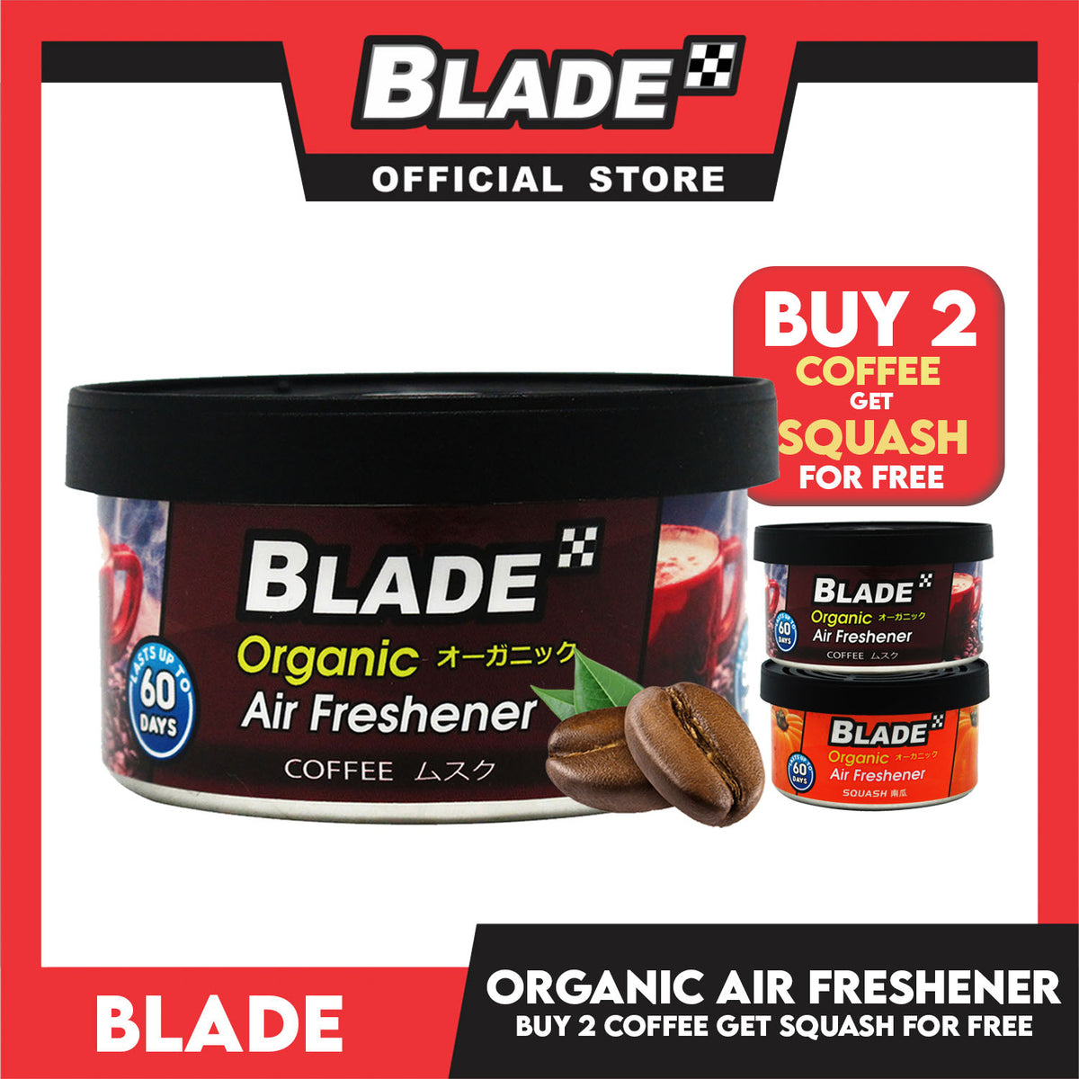 Blade Organic Air Freshener 36g Buy 2 Coffee Get 1 Free Squash