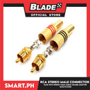 2Pcs RCA Stereo Male Connector Plug with Spring Coax Audio Solder Adapter Gold Plated Widely Used in Home, KTV and other Audio Device