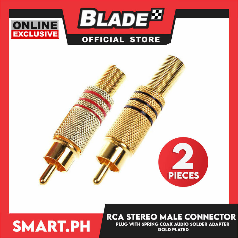 2Pcs RCA Stereo Male Connector Plug with Spring Coax Audio Solder Adapter Gold Plated Widely Used in Home, KTV and other Audio Device