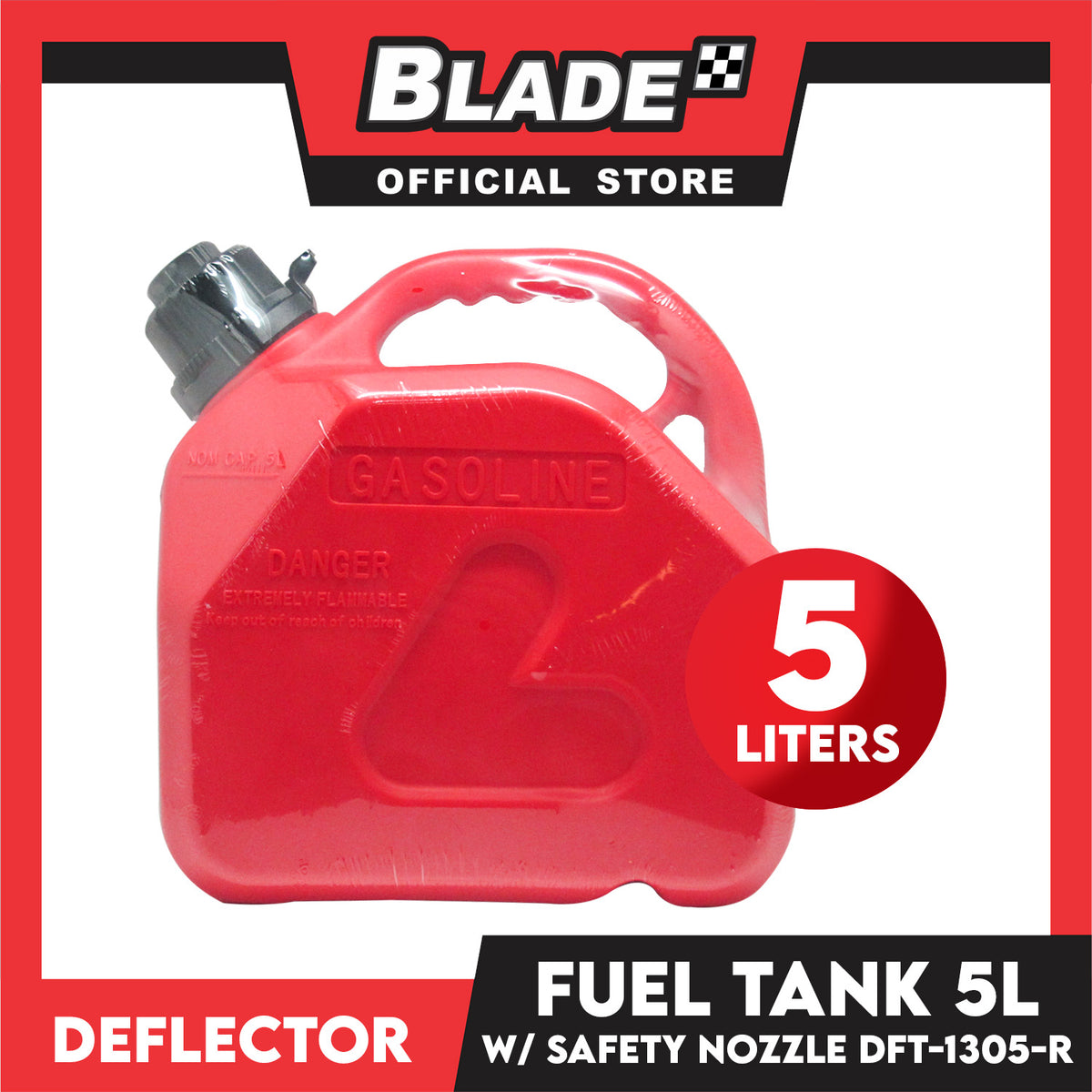 Deflector Fuel Tank DFT-1305-R 5L (Red) used for Gasoline, Diesel, Kerosene, Engine Oil and Other Types of Fuels and Chemicals