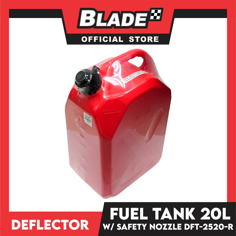 Deflector Fuel Tank with Anti-Child and Safety Nozzle DFT-2520-R 20L (Red) used for Gasoline, Diesel, Kerosene, Engine Oil