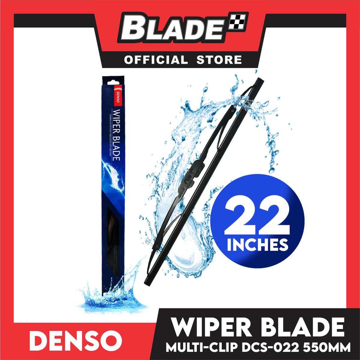 Denso Graphite Coating Wiper Blade Multi Adapter DCS-G022 550mm/22'' for Ford Expedition, Civic, Hyundai Accent, Mitsubishi Mirage, Montero