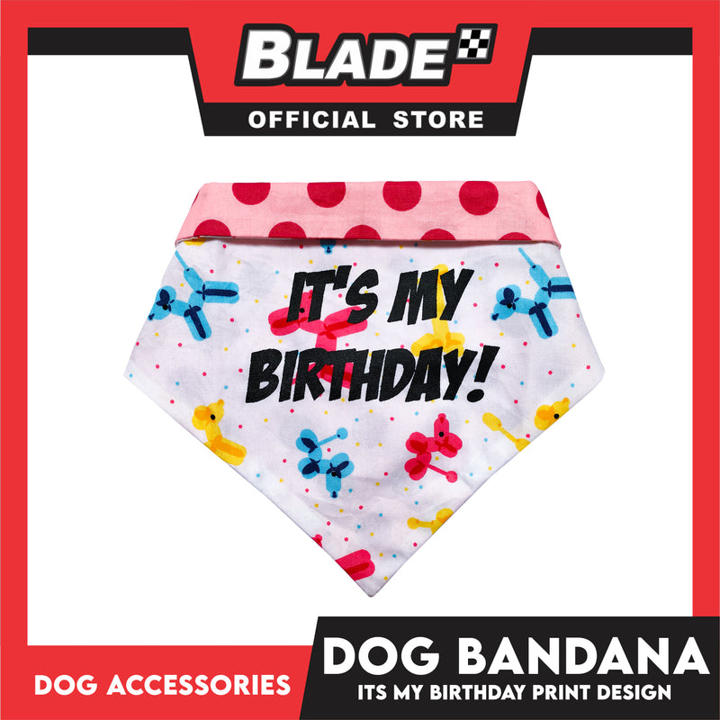 Pet Bandana Collar Scarf Reversible Its's My Birthday! Designs DB-CTN28M (Medium) Perfect Fit For Dogs And Cats, Breathable, Soft Lightweight Pet Bandana