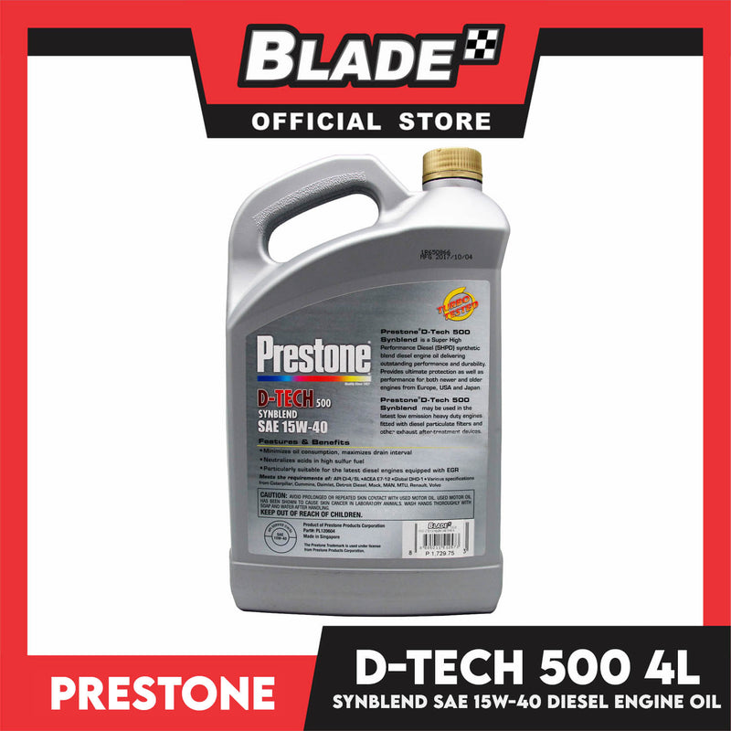 Prestone D-Tech500 Synthetic Blend SAE 15W-40 4Litres
