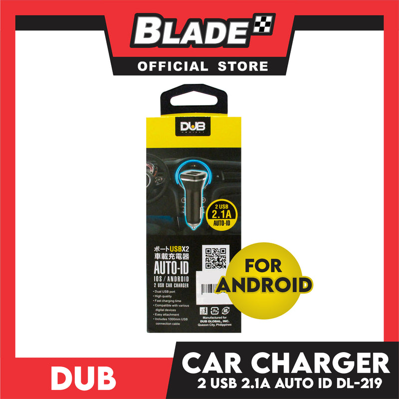 Dub Car Charger Dual USB 2.1A Auto-ID DL-219 (Black) for Android and iOS