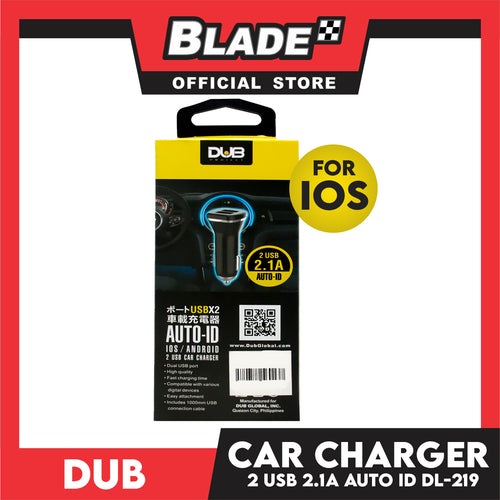 Dub Car Charger Dual USB 2.1A Auto-ID DL-219 (White) for Mobile Devices