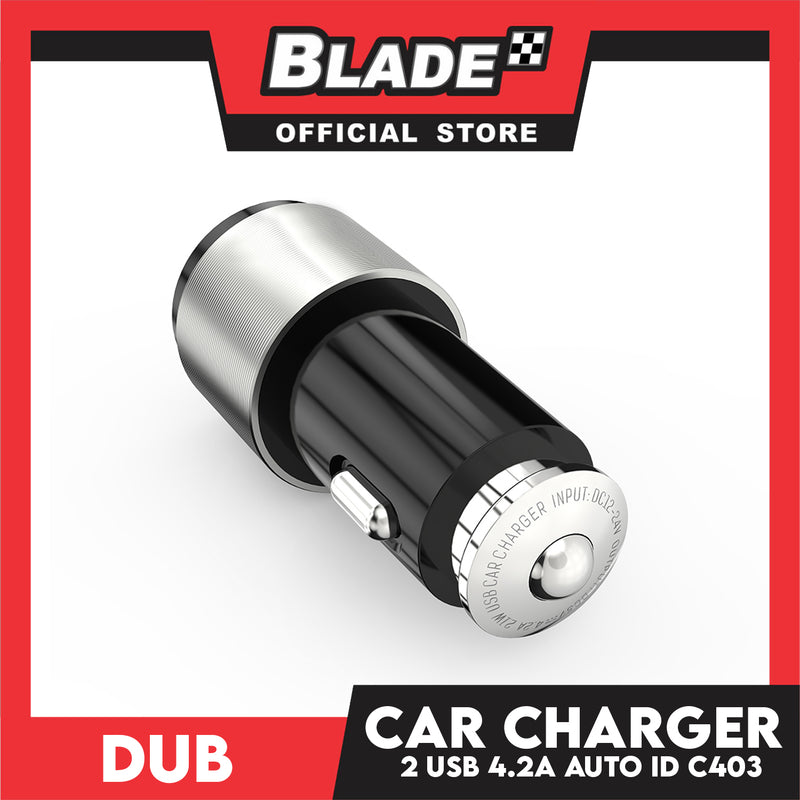 Dub Car Charger Dual USB 4.2A Auto-ID C403 (Grey) for Samsung, Xiaomi, Huawei, Vivo, Oppo, LG & Lenovo