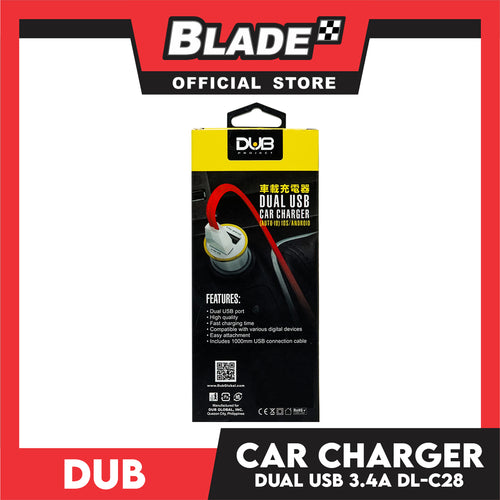 Dub Car Charger Dual USB 3.4A Auto-ID DL-C28 for Mobile Devices