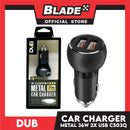 Dub Car Charger Metal USBx2 36W C503Q for iOS and Android Supports Samsung, Huawei, Xiaomi, Oppo, iPhone series, iPad Series