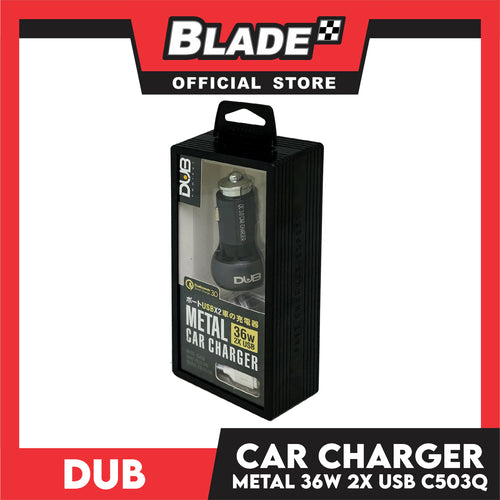 Dub Car Charger Metal USBx2 36W C503Q for Mobile Devices