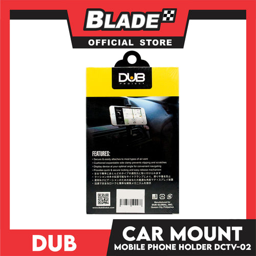 Dub Car Mount Mobile Phone Holder DCTV-02 (Black), Air Vent Clip Holder, Universal Long Arm Hands-Free Cradle