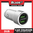 Dub Data Cable C302 3.6A Auto-ID Zinc Alloy 2 USB Car Charger for iOS and Android