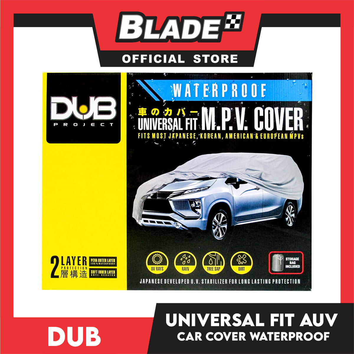 Dub Car Cover AUV/MPV Waterproof w/ Storage Bag Fits for Toyota Innova, Avanza, Rsuh, Rav4, Mitsubishi Xpander, Honda Mobillo, BR-V, CR-V