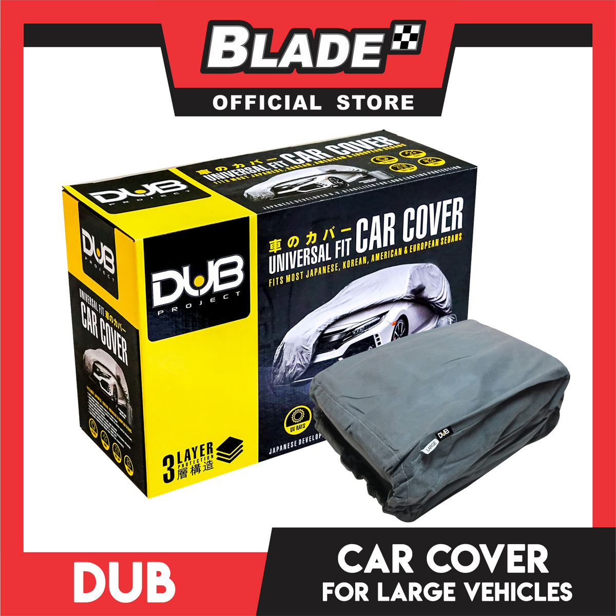 Dub Car Cover Water Resistant Large (Grey) Indoor Dustproof, UV Resistant Cover, Scratch Resistant