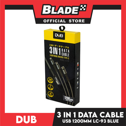 Dub Data Cable 3 in 1 Lightning/Micro/Type-C 3.4A 1200mm LC-93 (Blue) for Mobile Devices
