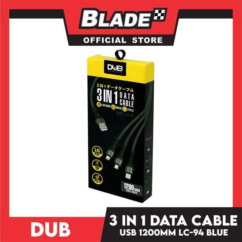 Dub Data Cable 3 in 1 Lightning/Micro/Type-C 3.4A 1200mm LC-94 (Blue)