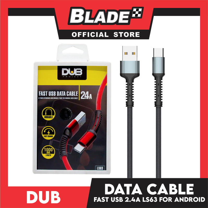 Dub Data Cable Fast USB 2.4A 1000mm LS63 (Grey) for Android