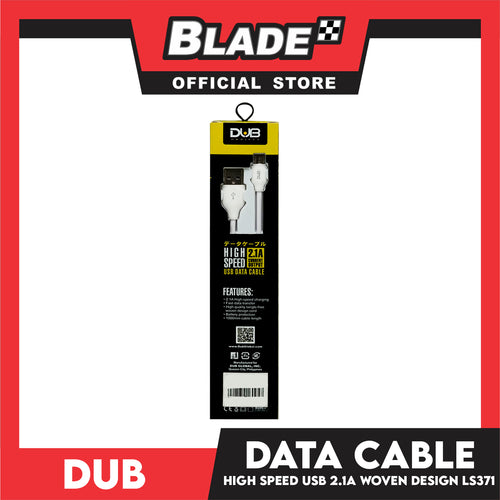 Dub Data Cable High Speed USB Woven Design 2.1A LS371 1000mm (White) for Android