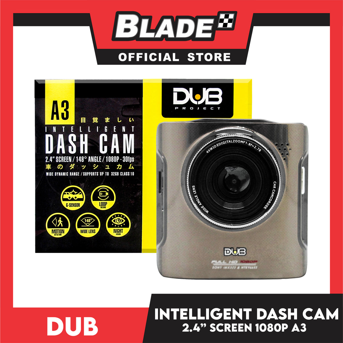 Dub Intelligent Dash Cam 2.4" Screen Full HD 1080p A3