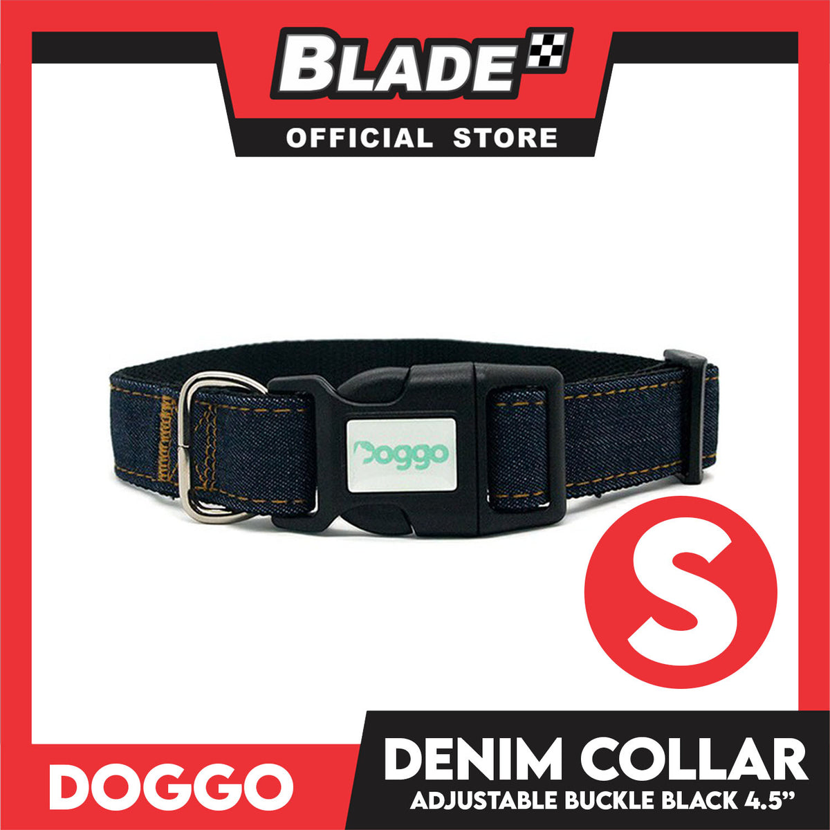 Doggo Collar Denim Design Small (Black) Perfect Collar for Your Dog