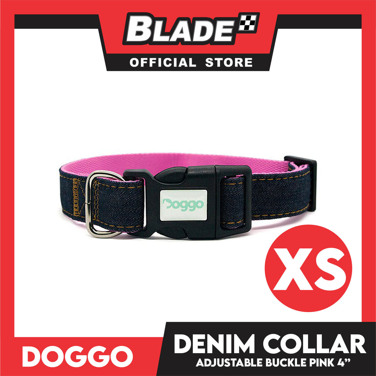 Doggo Collar Denim Design Extra Small (Pink) Perfect Collar for Your Dog