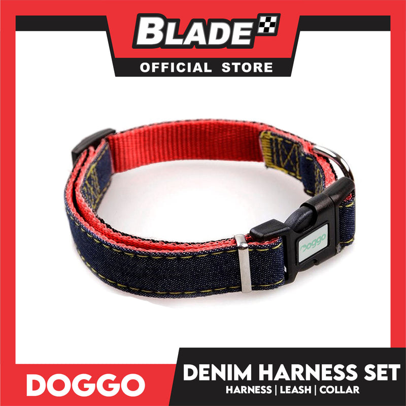 Doggo Strong Harness Set Denim Design Medium (Pink) Harness, Leash and Collar for Your Dog