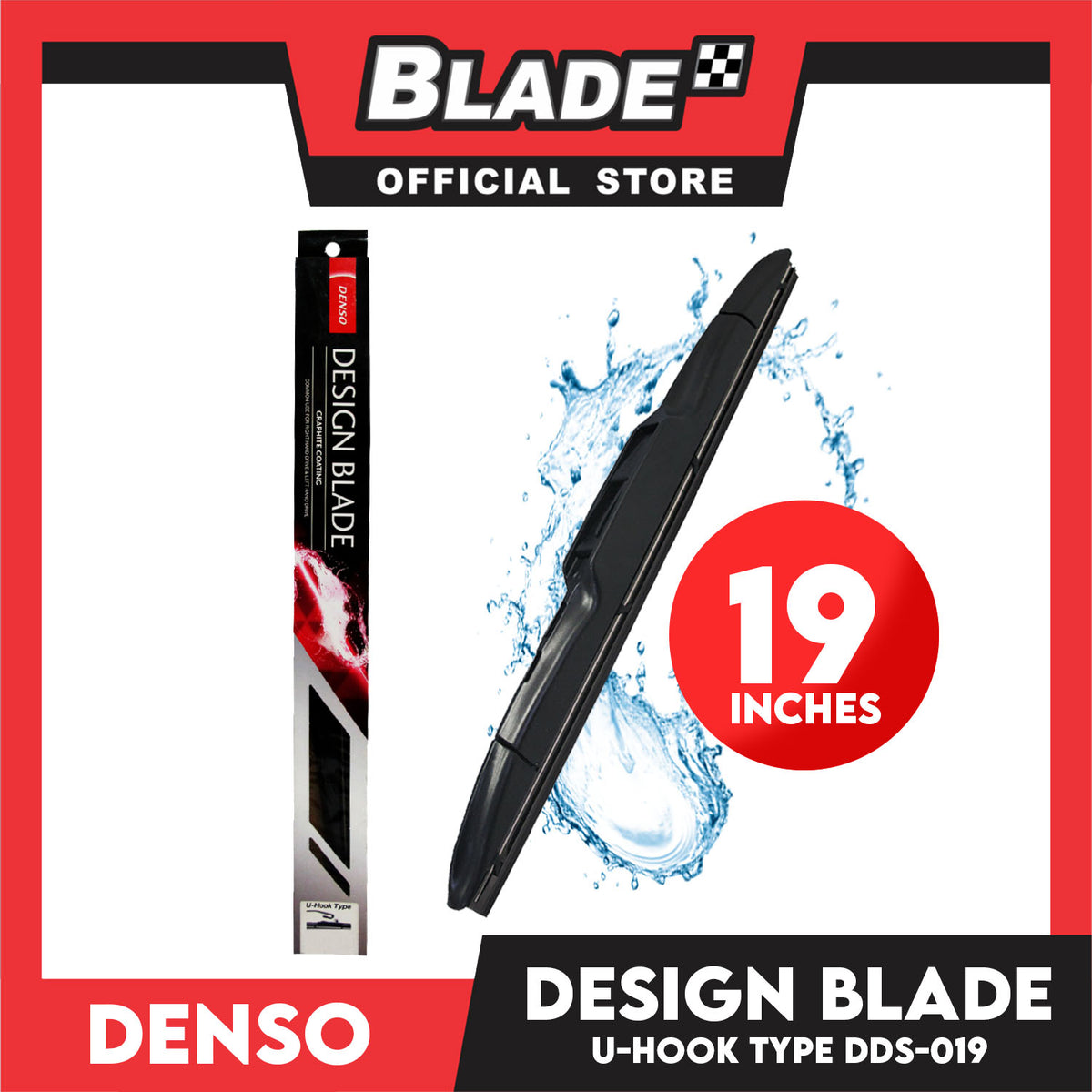 Denso Graphite Coating Wiper Blade U-Hook Type DDS-019L 19' ' / 475mm For Audi, BMW, Chery, Chevrolet, Ford, Honda, Hyundai, Isuzu, Jaguar, Kia And Etc.