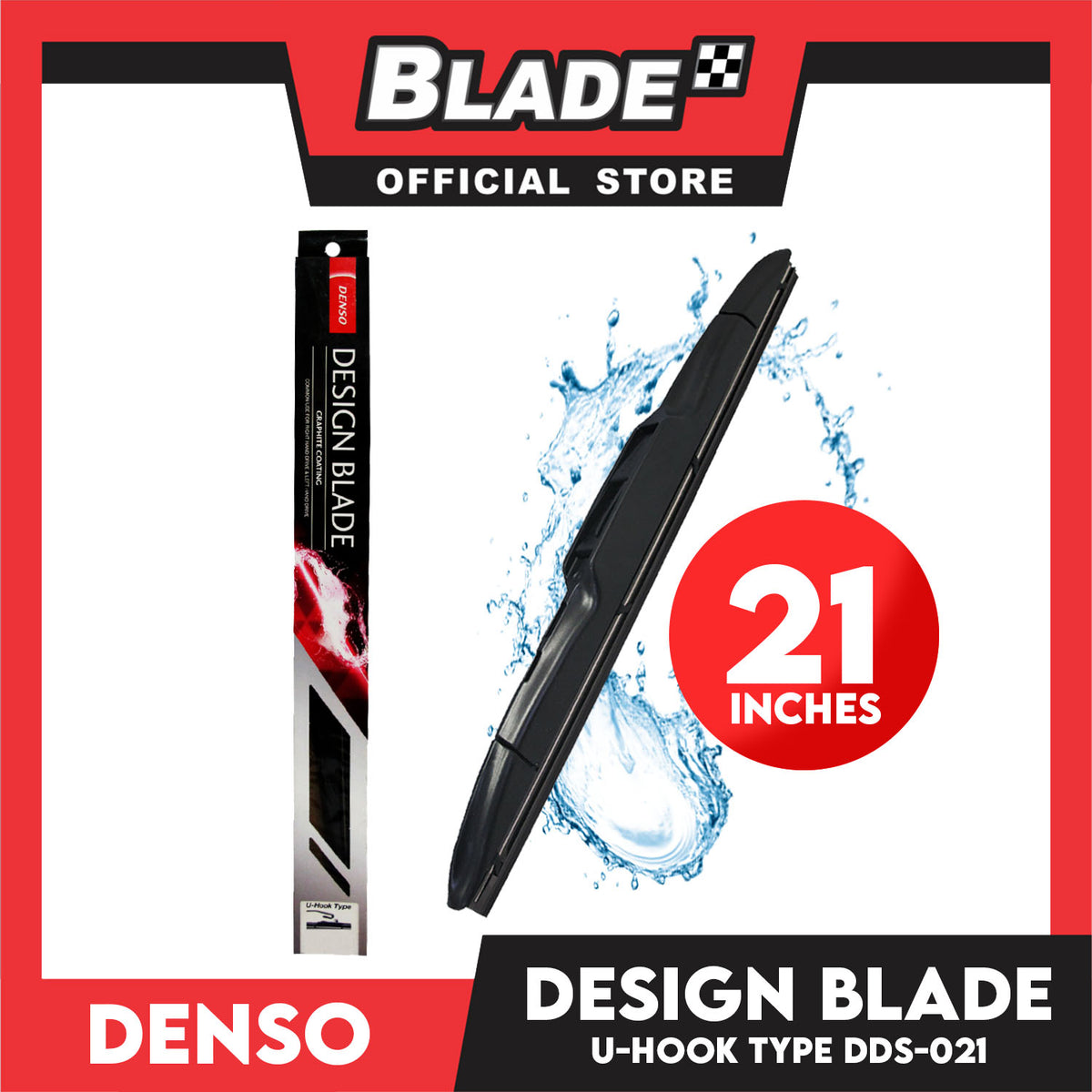Denso Graphite Coating Wiper Blade U-Hook Type DDS-021L 21' ' / 525mm For Audi, BMW, Chery, Chevrolet, Chrysler, Dodge, Honda, Hyundai, Isuzu, Jaguar And Etc.